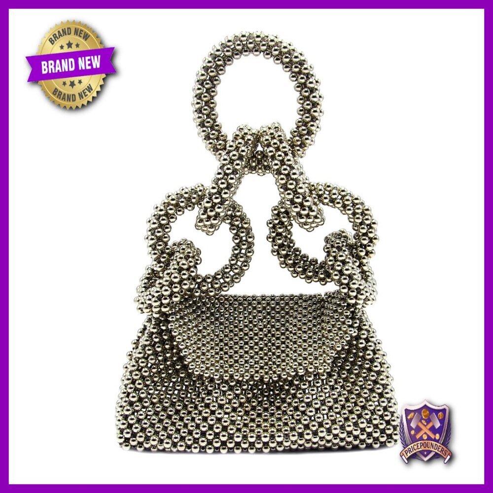 Pearl Beaded Evening Bag Handmade Clutch Wedding Party Purse Elegant